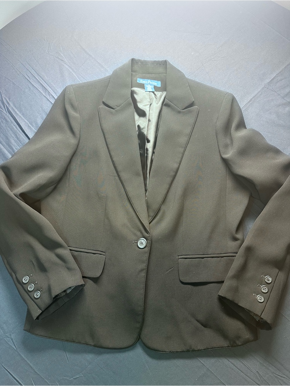 Evan Picone Olive-Brown Single-Button Blazer